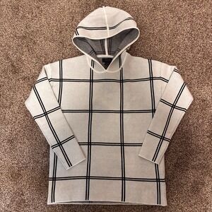 Rachel Roy Pullover Hoodie Women's White Striped Long Sleeve Sweater Soft Size S